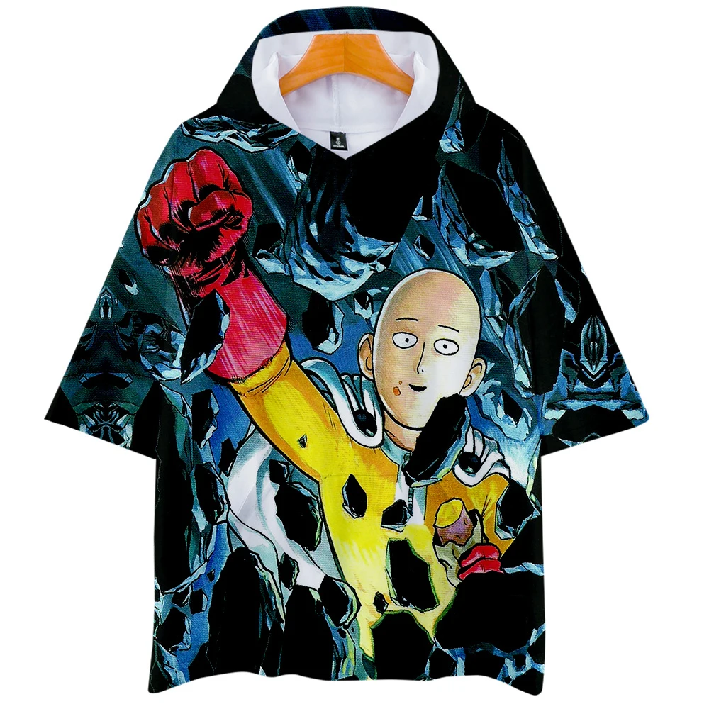 Мужская/женская футболка с капюшоном One Punch летняя уличная коротким рукавом и 3D