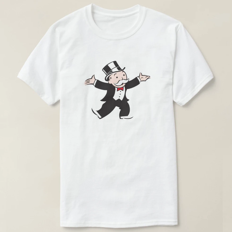 Мужская футболка с принтом из хлопка коротким рукавом Monopoly Uncle Pennybags Футболка