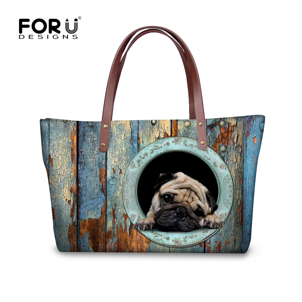 Забавная женская сумка FORUDESIGNS в виде мопса Повседневная Большая через плечо