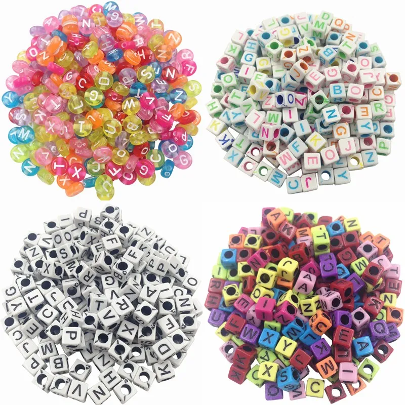 Распродажа 100 шт. акриловые бусины круглой формы с буквами на английском языке