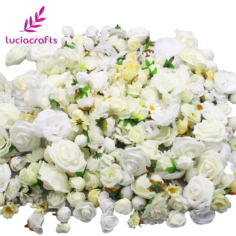 Lucia crafts 50 г/лот, приблизительно 35 шт случайный смешанный размер искусственный цветок голова Свадебные украшения материалы A1001