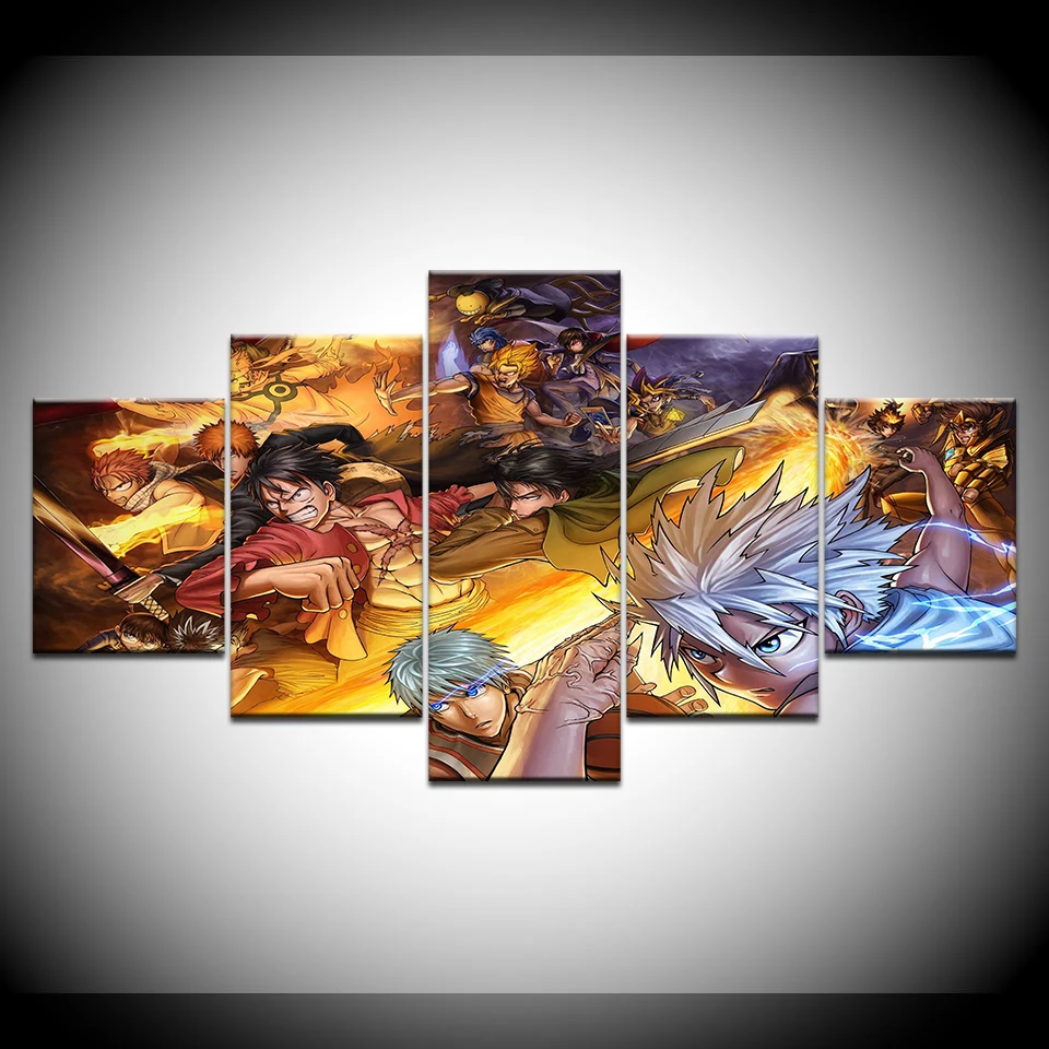 Modern HD Painting Wall Art Modular Poster 5 Panel Animal Wolf Printed Canvas Living Room Pictures Home Decoration Framework | Дом и сад