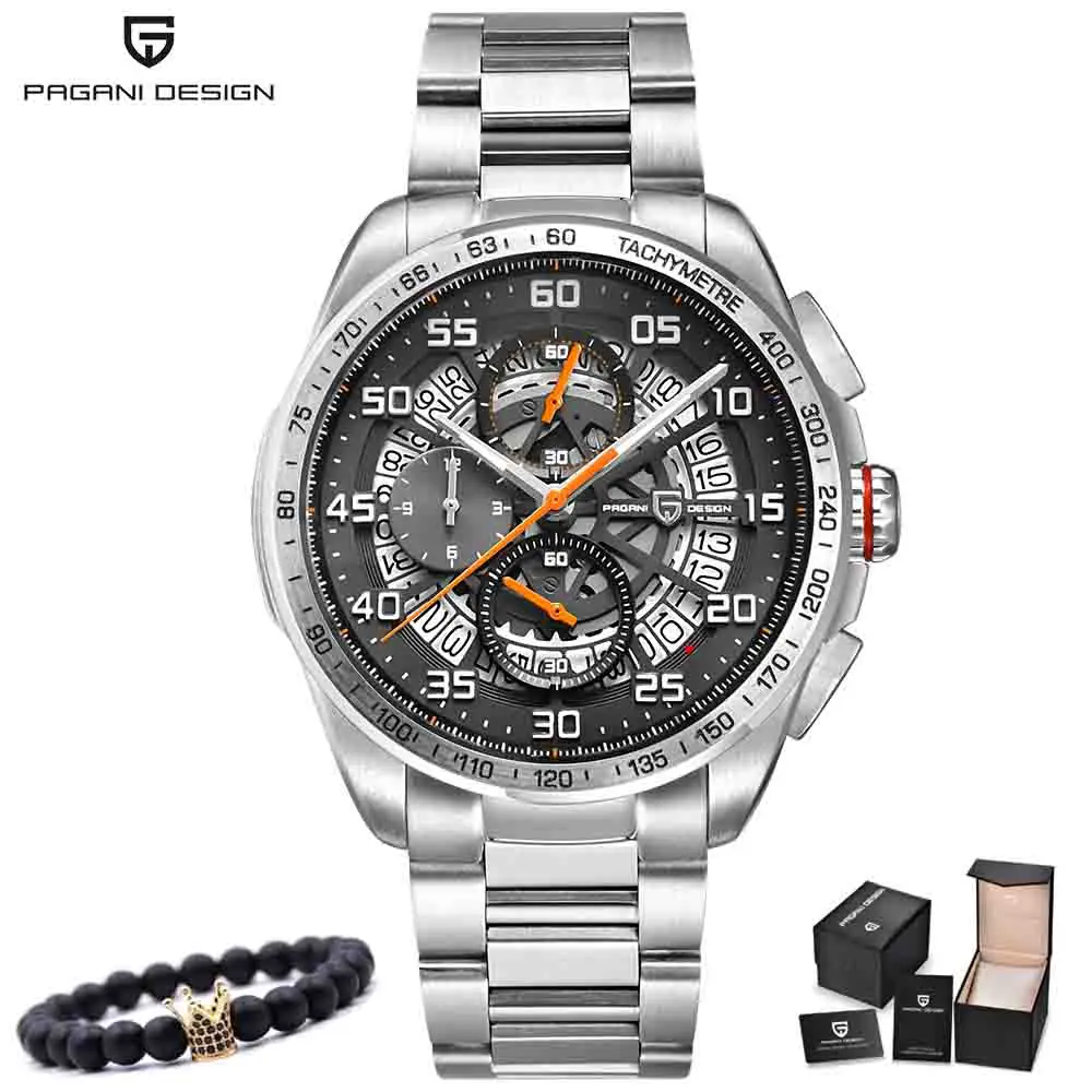 PAGANI мужские часы Топ бренд мужские часы модные часы Relogio Masculino военные кварцевые наручные часы горячие часы мужские спортивные - Цвет: steel orange
