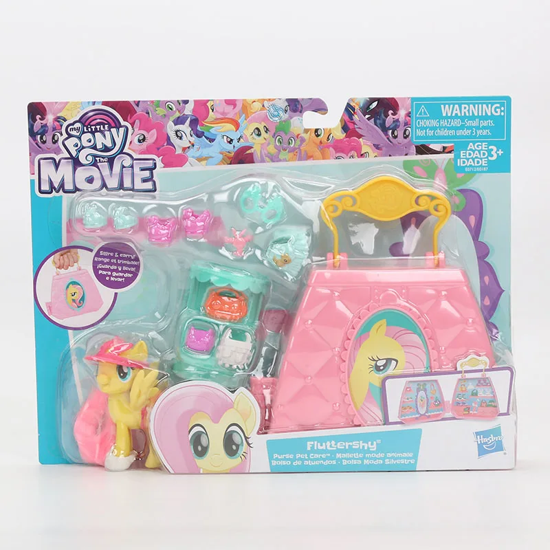 pink Игрушки My Little Pony the Movie Флаттершай кошелек уход за домашними животными Рарити зеркало бутик ПВХ фигурка набор Коллекция Модель игрушки куклы - Цвет: pink