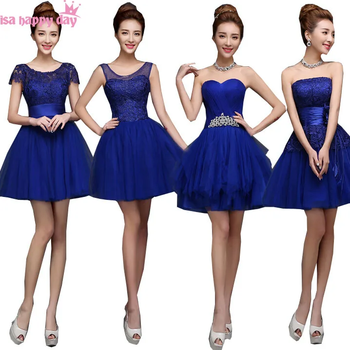 strapless bridal dresses girls ball gown royal blue bride dress bridesmaid short design sister brides made girl W2264 | Свадьбы и