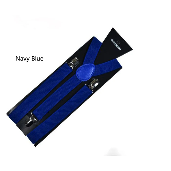 Navy Blue Новое поступление, унисекс, для взрослых, карамельный цвет, подтяжки для женщин и мужчин, 3 зажима, подтяжки с пряжками, модный ремень, регулируемый ремень, рубашки, подтяжки - Цвет: Navy Blue