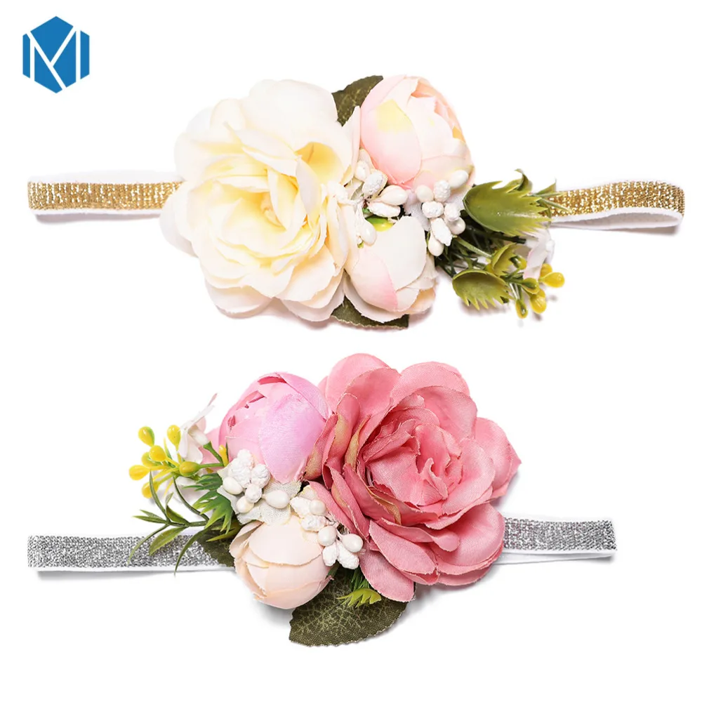 M MISM 1pc Children Flower Crown Headband Elastic Kids Head Bands Handmade Cotton For Girls Accessories | Детская одежда и обувь