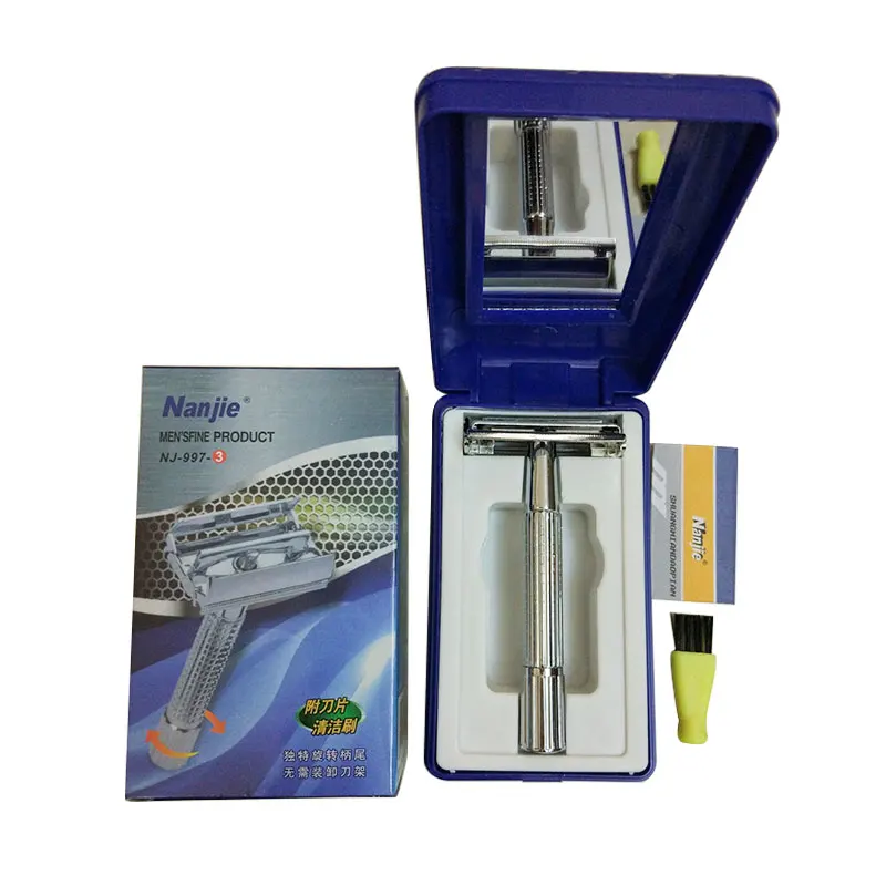 Классическая Безопасная бритва с короткими ручками из нержавеющей стали двойным