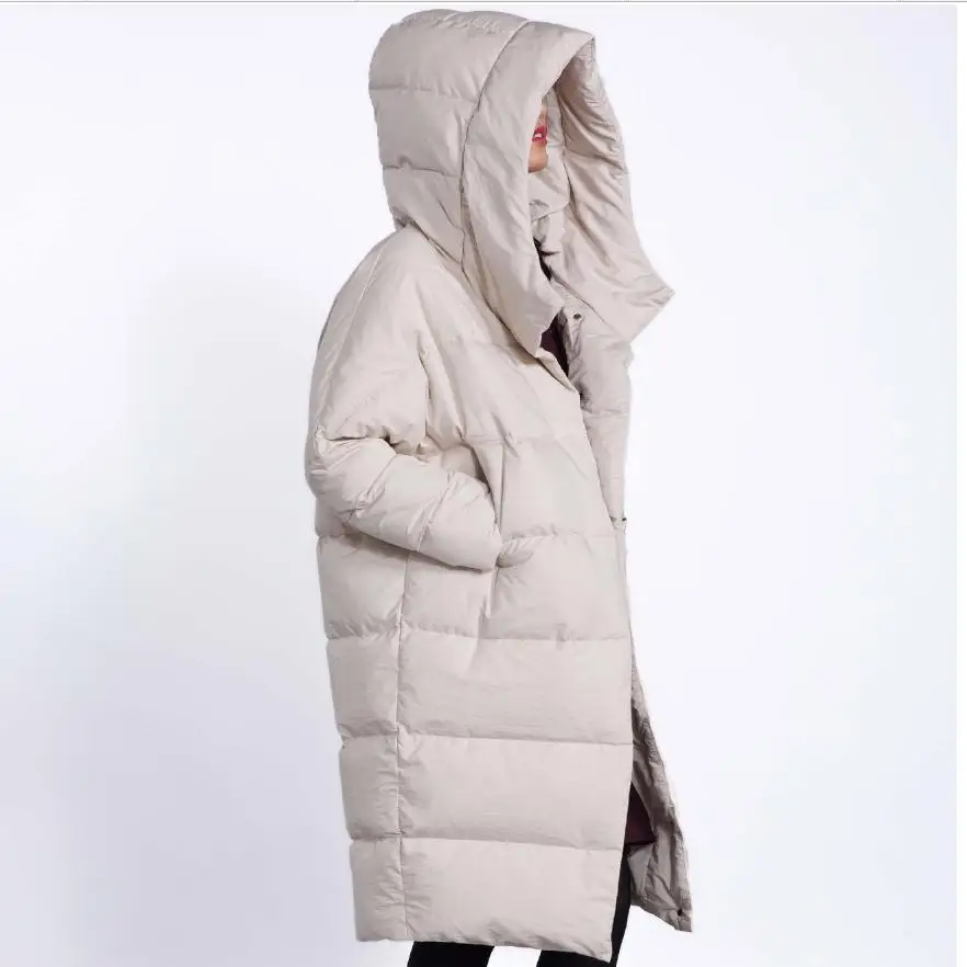 beige Модные брендовые зимние хорошее качество выше колена ботинки с высоким голенищем 90% пуховик женские большие размеры однобортный теплая куртка-пуховик wq132 - Цвет: beige
