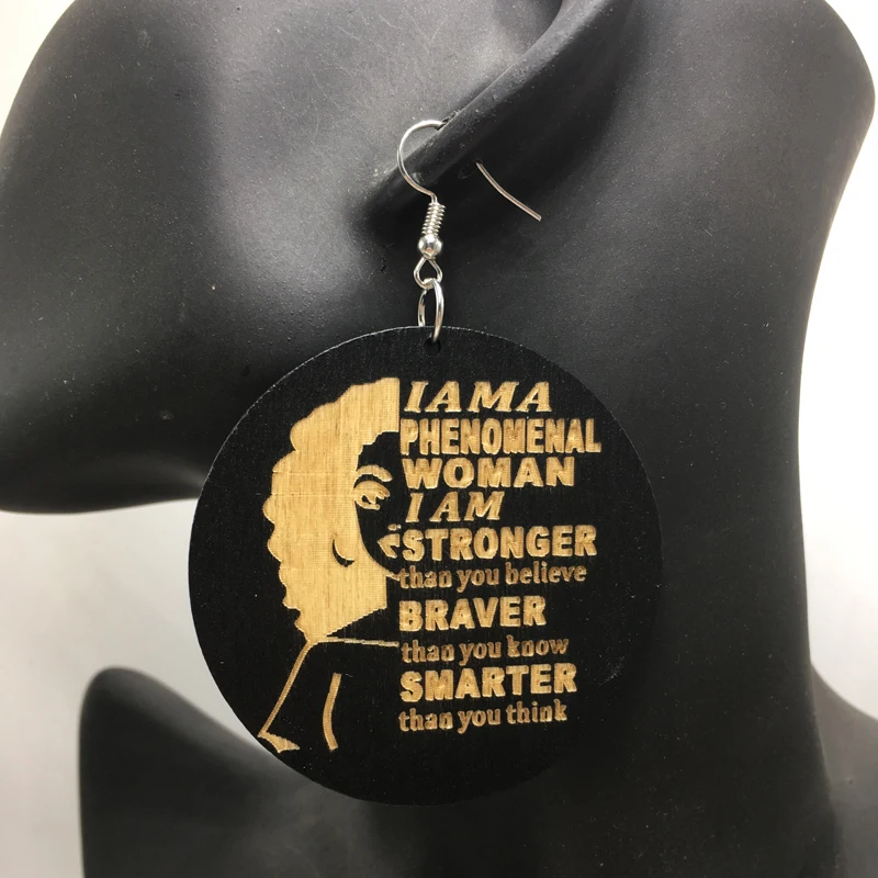 

I am Phenomenal Woman Wooden Earrings