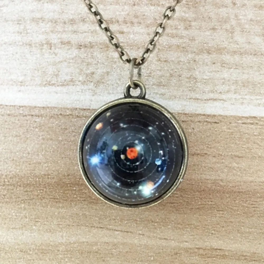 2019 New Galaxy Двусторонняя Цепочки и ожерелья Вселенная серьги в виде планет картина