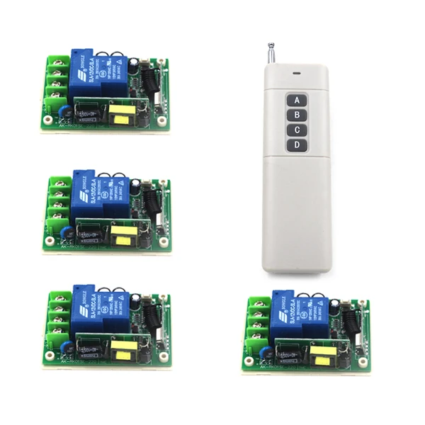 

AC85V-250V 1ch rf Wireless Remote Control Switch System 4 Receivers &1 Transmitter Learning Code Gateway Access System SKU: 5281