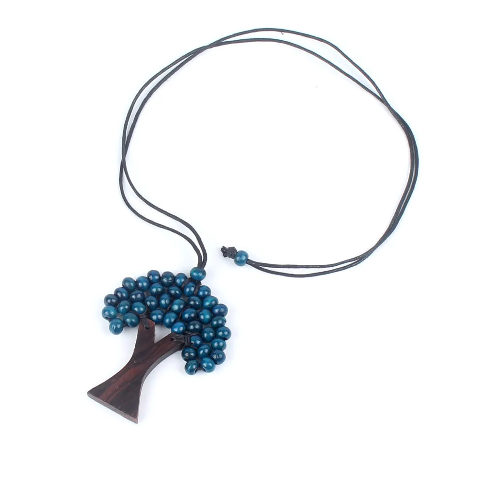 Simple New Design Boho Tree of Life Wooden Leather Rope Necklace for Women Girl Drop Shipping | Украшения и аксессуары