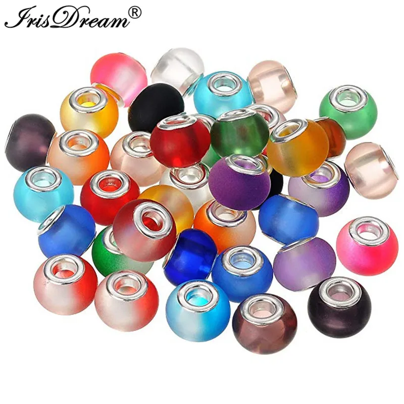 

50PCS Lot Matte Finish Mixed Round Loose Murano Spacer Crystal Glass Beads Fit Pandora Charms Bracelet For DIY Jewelry Making