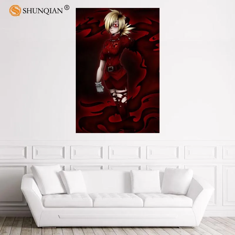 Красивый постер HELLSING атласный на заказ тканевый настенный с принтом из шелковой