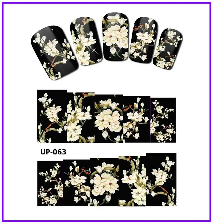 UPRETTEGO NAIL ART Красота татуировки переводная наклейка слайдер Вода Цвет Живопись мускус Роза перивинкл Роза Шарона UP061-066