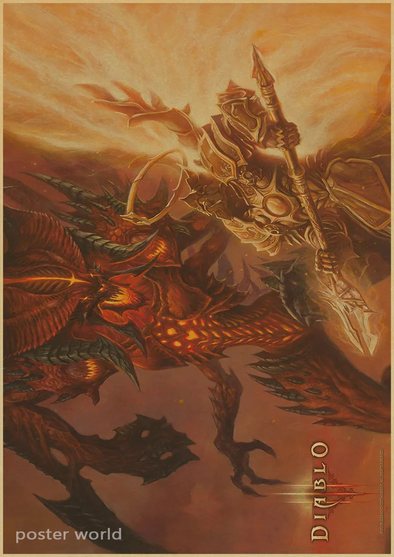 Игра Diablo 3 Ретро плакат домашний декор винтажная настенная бумага художественный Декор - Цвет: A29