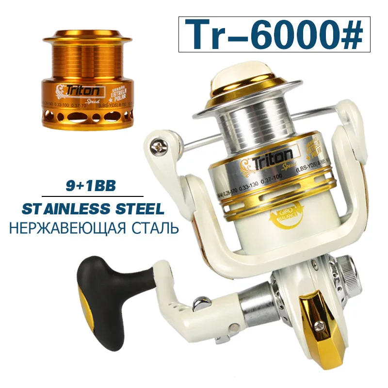 TR6000WHITE JITAI металлическая запасная катушка спиннинга с 5,2: 1 Передаточное отношение Высокое качество 9+ 1BBS пресноводная спиннинговая катушка 1500-6000 СЕРИЯ - Цвет: TR6000WHITE