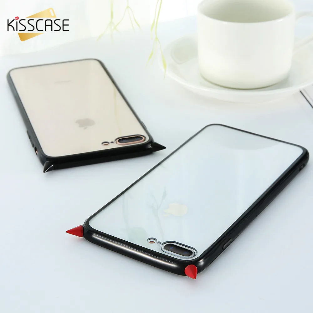 KISSCASE милый прозрачный мультяшный чехол для iPhone 6 6s 7 8 Plus Модный с рисунком демона
