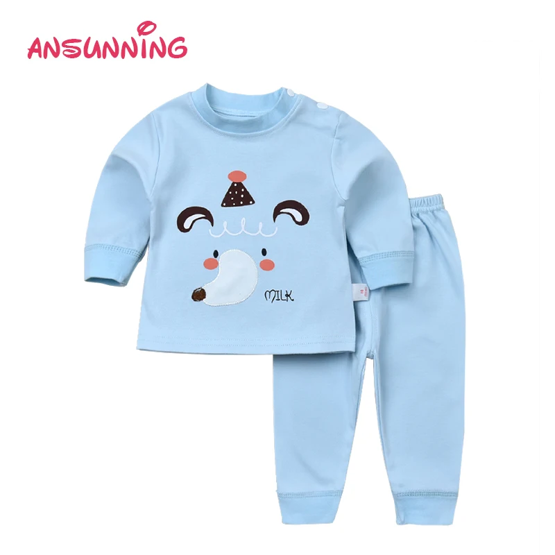 Пижамы для новорожденных комплект из топа и штанов малышей хлопковая одежда сна