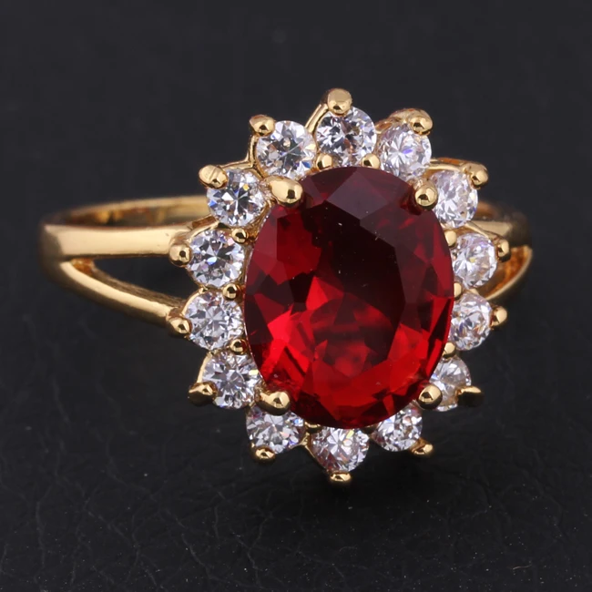 Желтая Позолота d овальная огранка AAA красные драгоценные камни циркон CZ женские