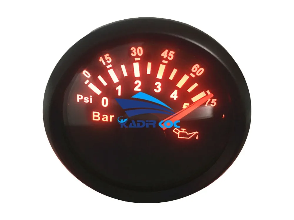 Упаковка из 1 морских масляных манометров 0-5bar 52 мм масляные манометры 0-75Psi водонепроницаемый ЖК-дисплей для авто корабля RV