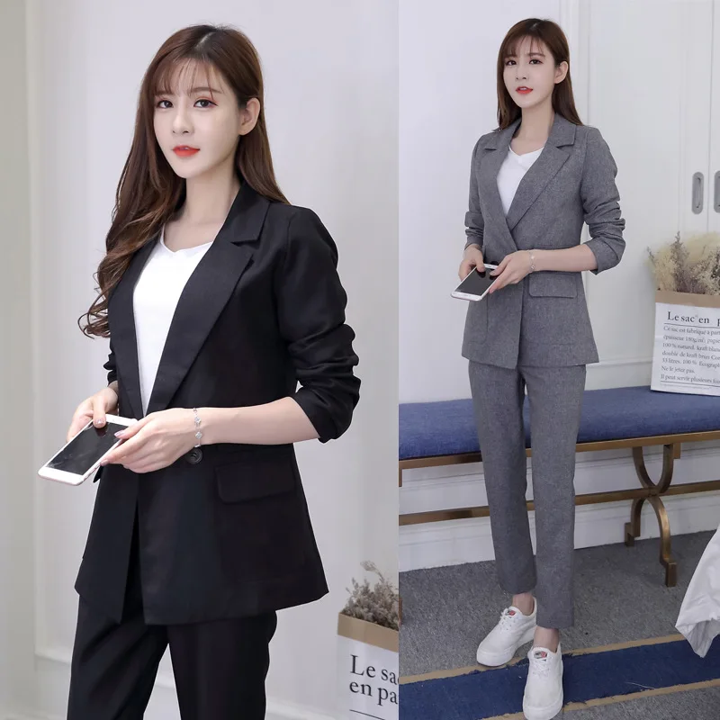 

2018 new Women Pant Suits Female suit Lapel Women's Business Office Tuxedos Jacket+Pants Ladies casual Suit