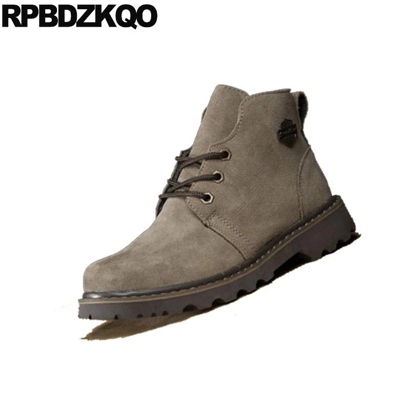 Модные Дизайнерские мужские армейские сапоги в стиле ретро на шнуровке круглый