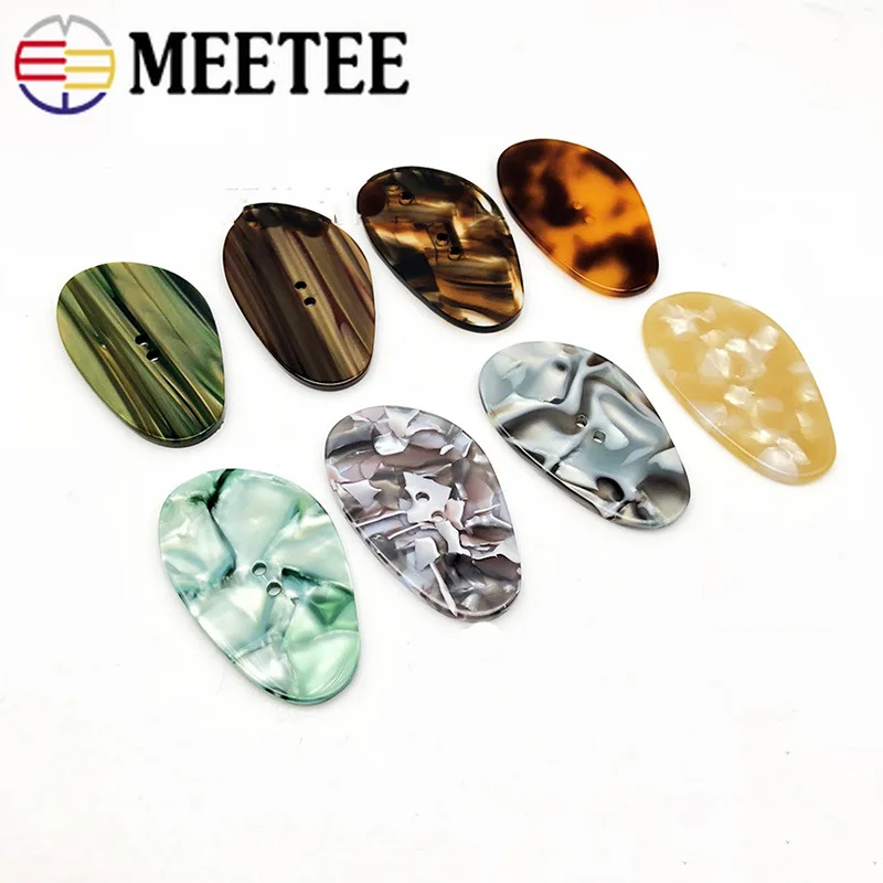 Meetee 10 шт 30/44 мм Высокая-класс ацетат смолы Кнопка овальной формы с 2 отверстиями с плоской задней Кнопки DIY Украшение пальто Пряжка швейной