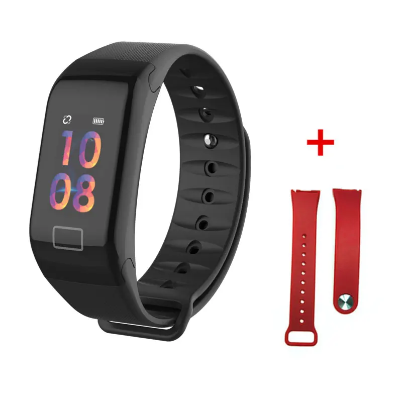 Black and Red strap Умный Браслет, измеритель артериального давления, кислородный пульсометр, фитнес-браслет, водонепроницаемый, gps, фитнес-трекер, часы, шагомер, для женщин и мужчин - Цвет: Black and Red strap