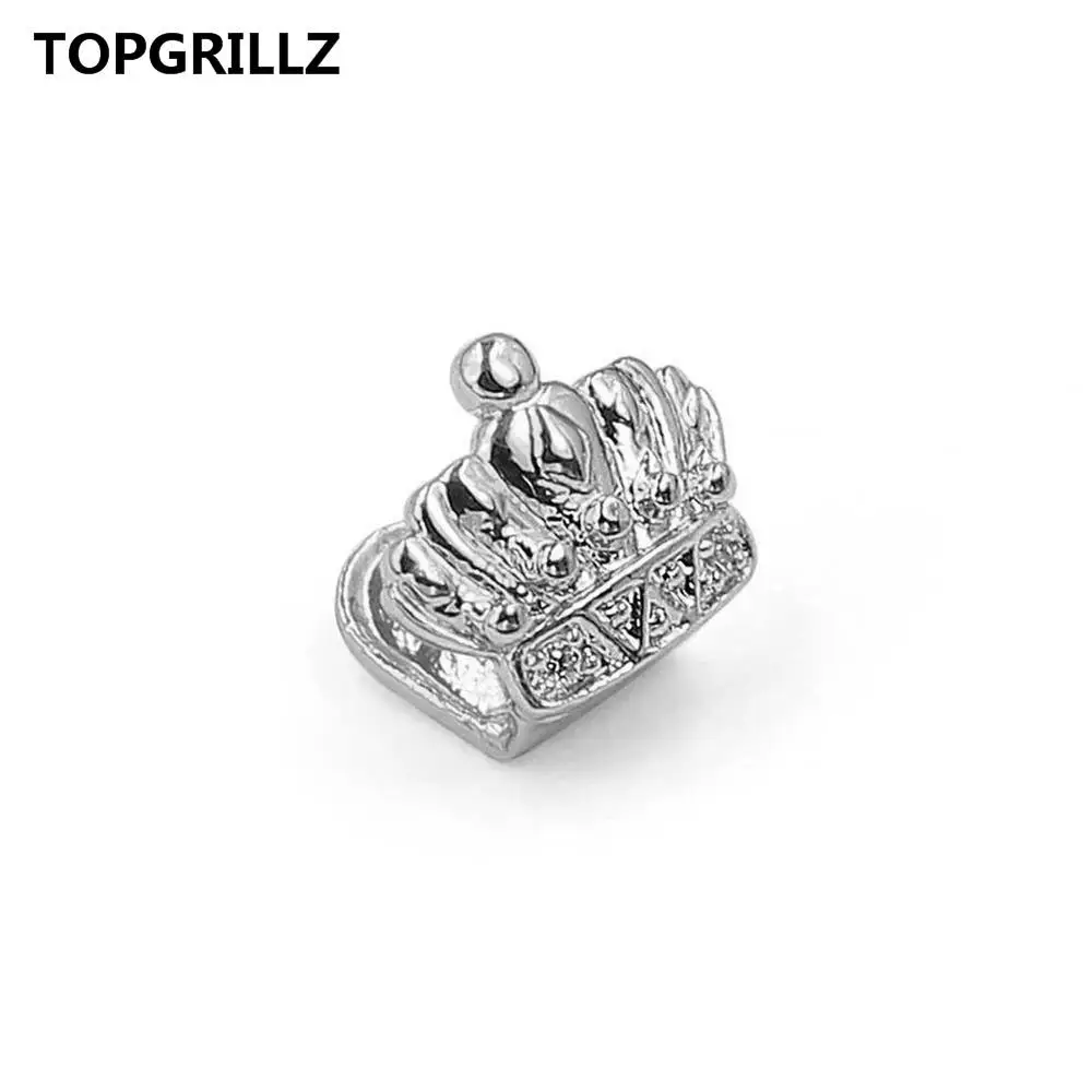 Silver TOPGRILLZ Grillz желтое золото цвет покрытием одной короны зубы Canine один зуб верхней хип хоп Топ Fangs полые грили - Окраска металла: Silver