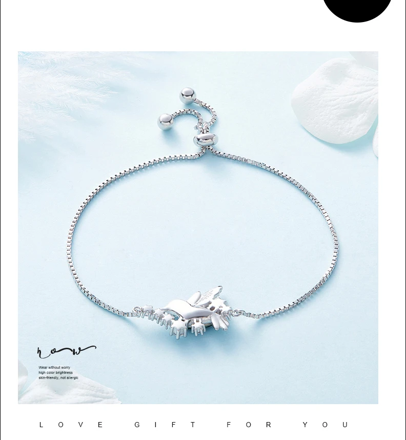 Cdyle 925 Sterling Silver Bird Bracelet Embellished with crystal Link Chain Bracelet Jewelry Gift armband damen