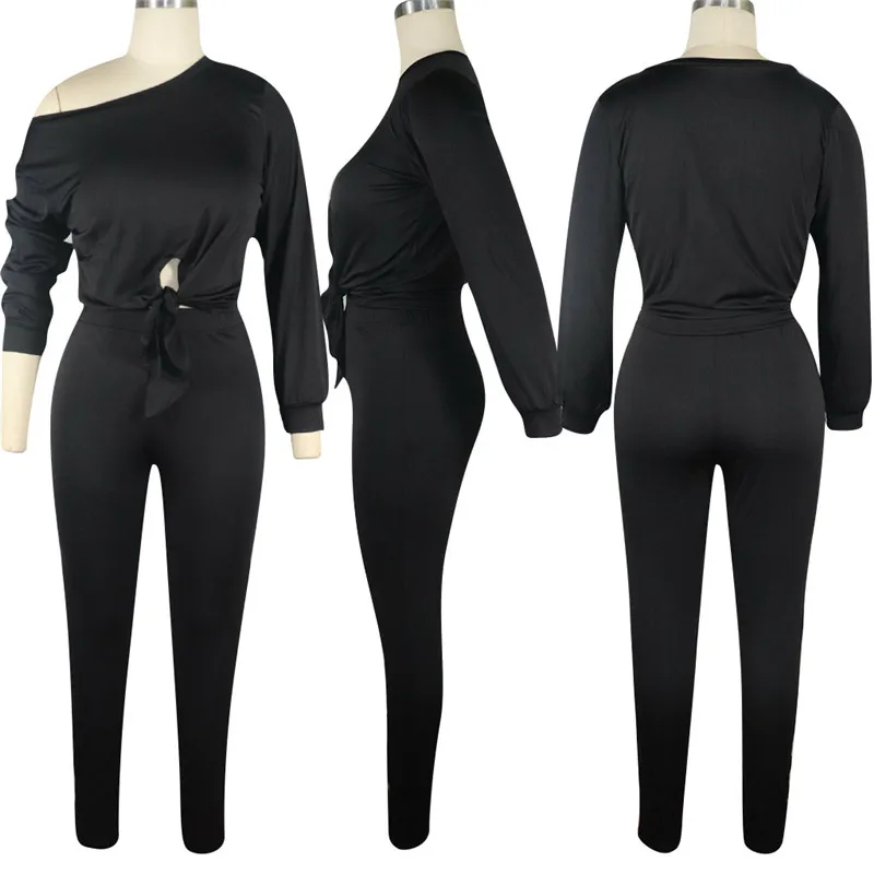 Сексуальный повседневный комплект из двух предметов на одно плечо женский