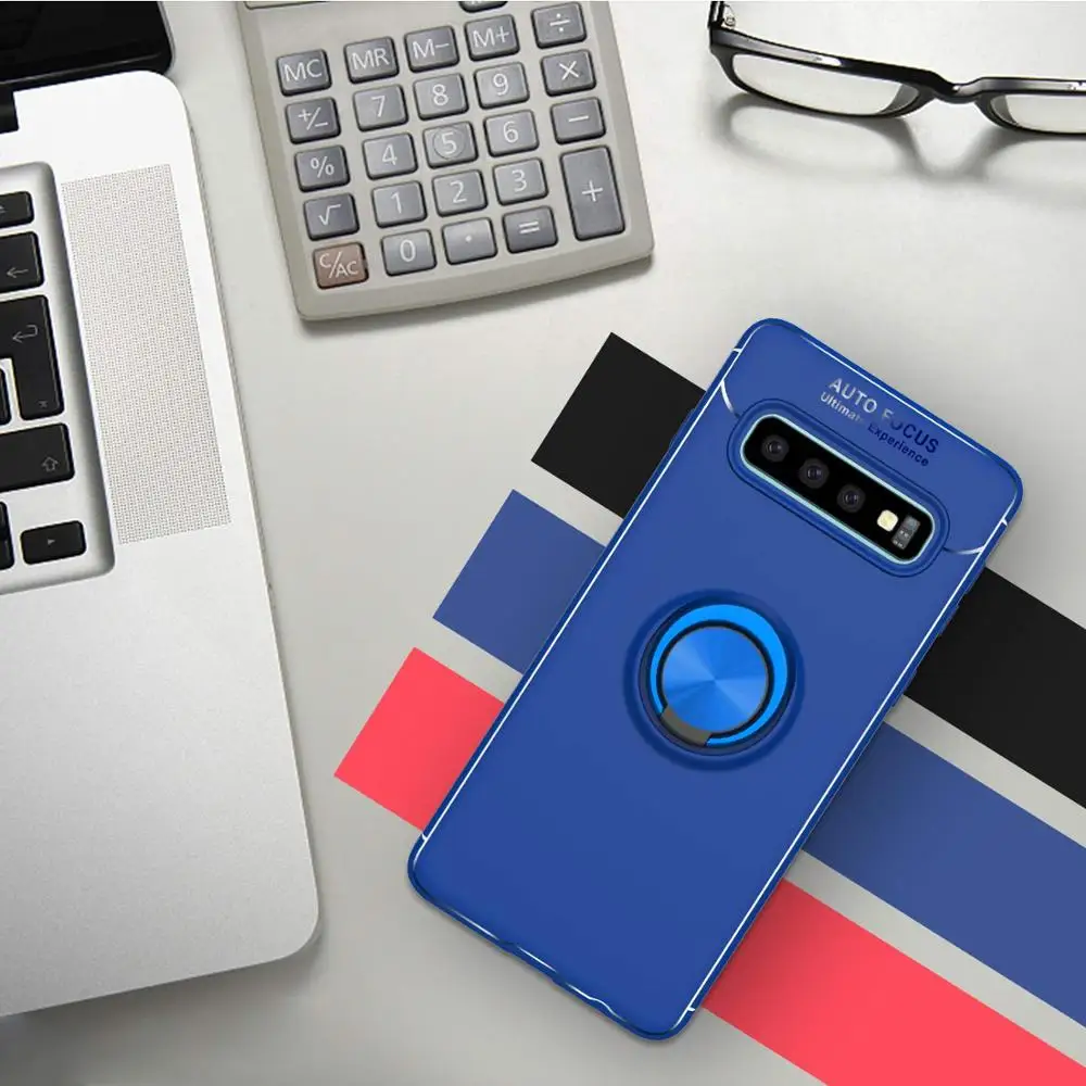 Синий Чехол с подставкой для samsung Galaxy S10 S9 S8 Примечание 10 плюс S10e Крышка для samsung A70 A50 A40 A30 A20 A10 A7 A9 A6 кольцо чехол - Цвет: Синий