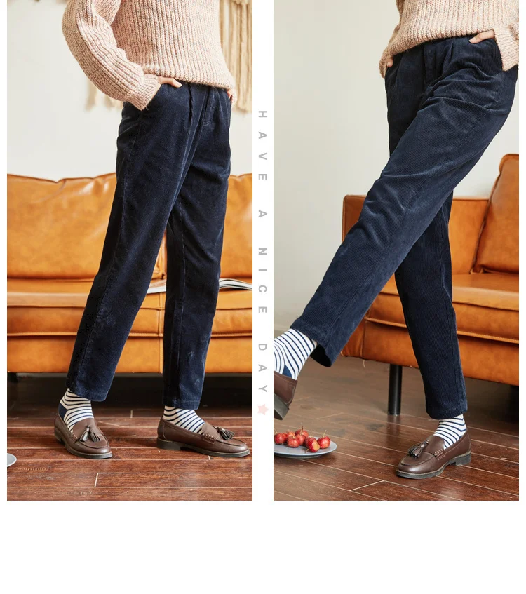 SEMIR, женские укороченные вельветовые брюки, хлопок, женские брюки классического кроя, прямые брюки с молнией и пуговицами, Ретро стиль