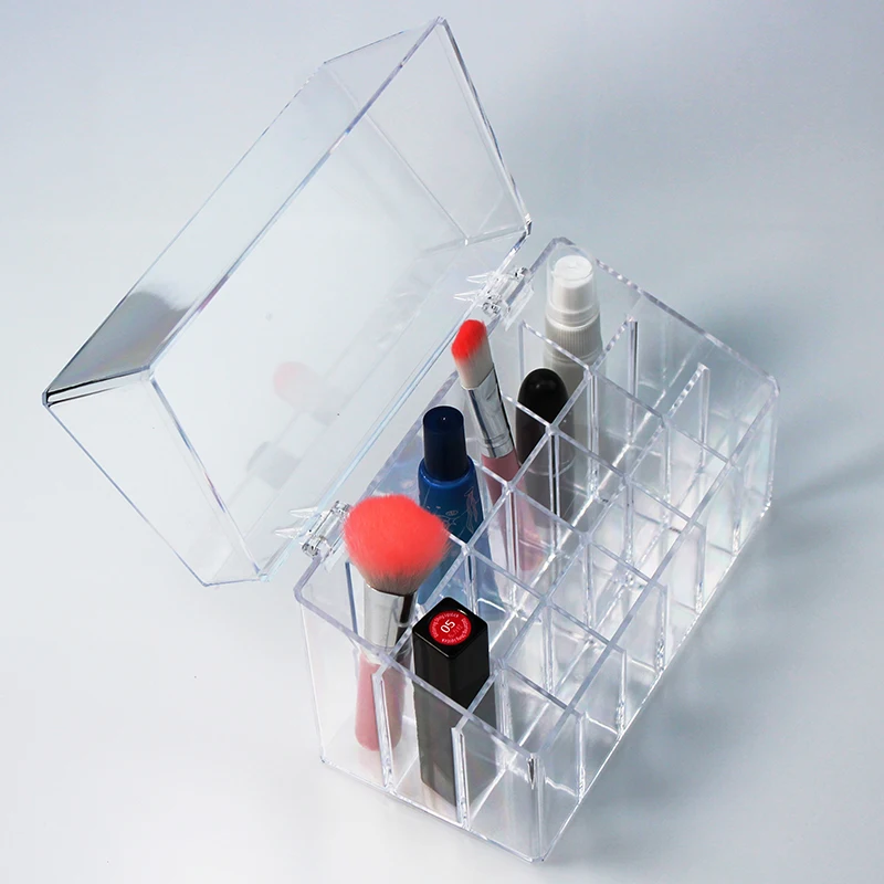 18 grids clear lipsticks cosmetics brushes box 15 24 girls holder with cover TZ20 | Дом и сад