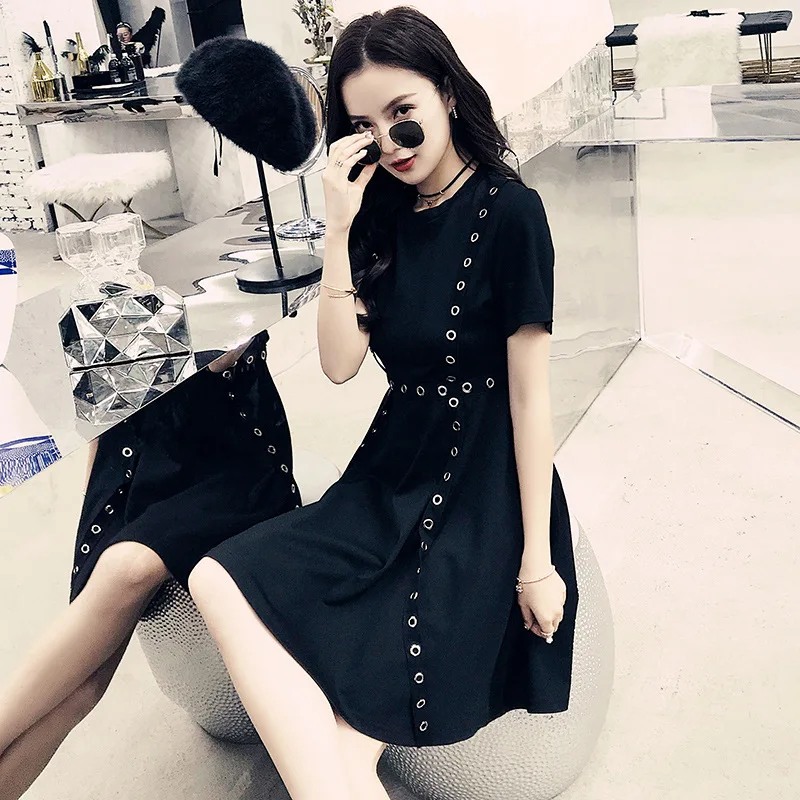 ZLWENY han edition body show 2018 new chic summer wear tall waist little black dress female xia | Женская одежда