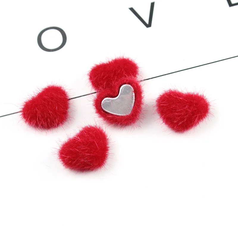 1-Heart 30 шт. меховые кабошоны помпон шармы пушистые норковые кабошоны волосы шар норка мех Сердце DIY Ювелирные изделия поставки красный розовый фиолетовый серый синий - Окраска металла: 1-Heart