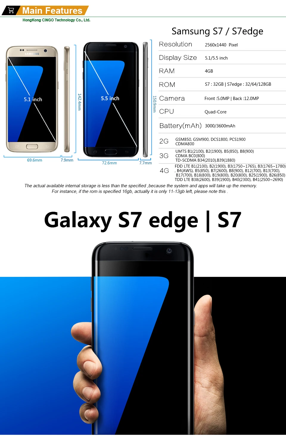 Samsung Galaxy S7 G930F/S7 Edge G935F разблокированный LTE GSM Android мобильный телефон Восьмиядерный 5," 12MP 4G 32G rom 3000mAh