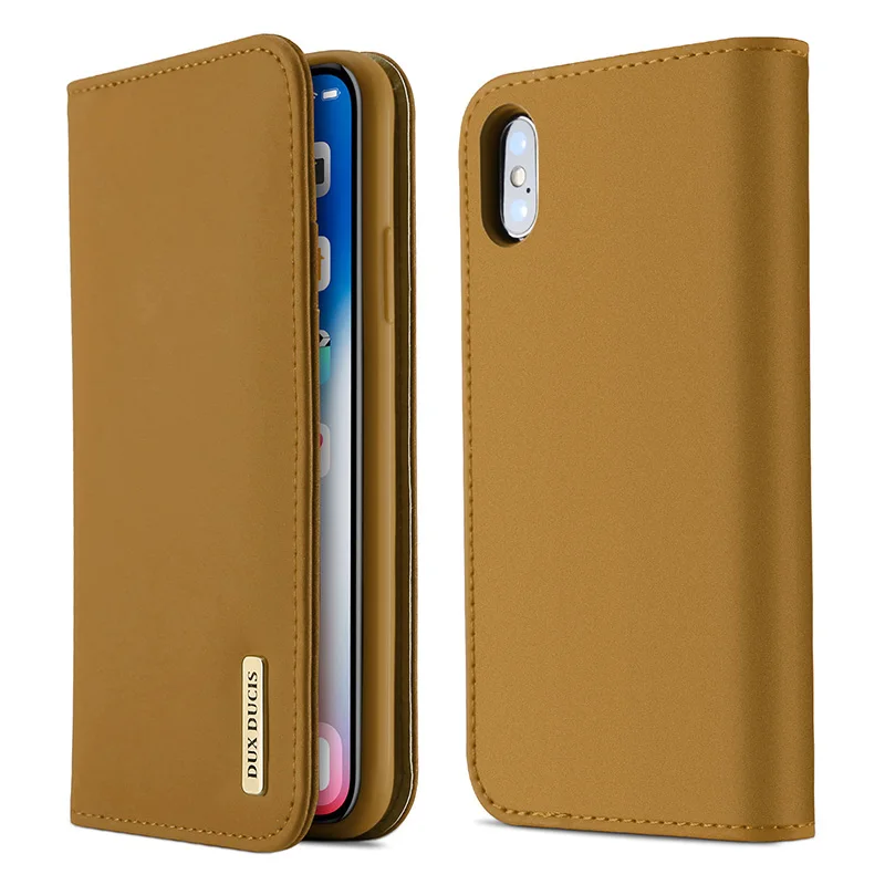 Khaki Чехол на iPhone Xs X 5," DUX DUCIS из натуральной кожи Smart чехол для iPhone Xs натуральной кожи Телефон чехол для iPhone Xs Max iPhoneXs принципиально - Цвет: Khaki