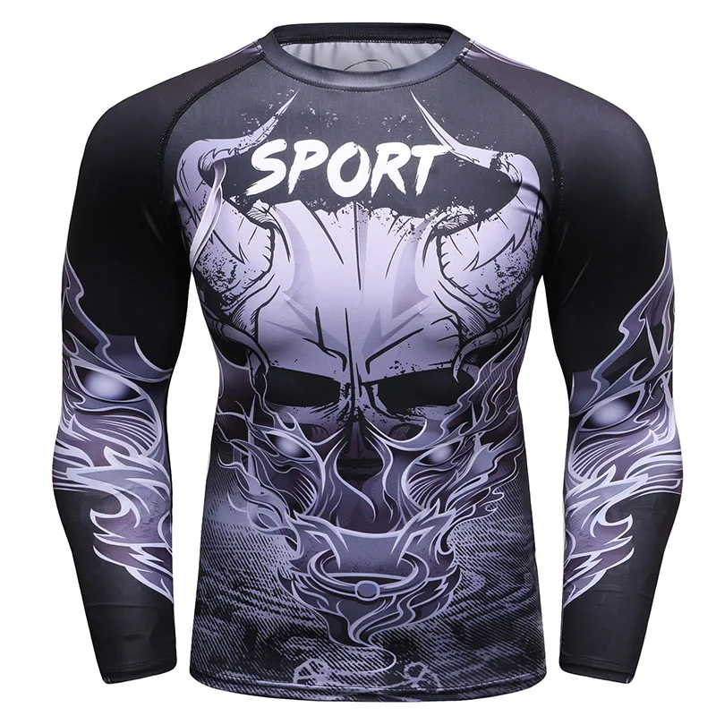 Photo Color BJJ MMA Fight компрессионная рубашка реглан с длинным рукавом 3D принт мужские футболки фитнес мужской бодибилдинг Крест fit топы Спортивная одежда - Цвет: Photo Color