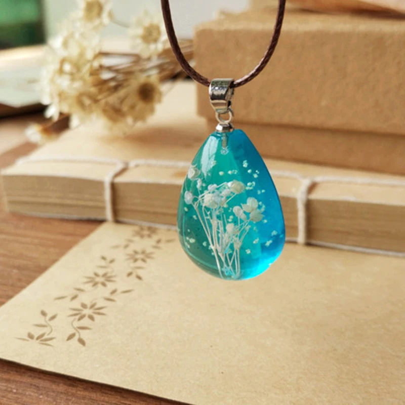 SUTEYI простое ожерелье с натуральными сушеными цветами блестящее хрустальные