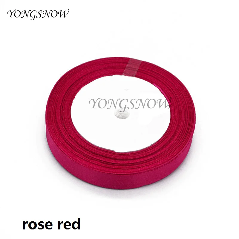 rose red 25 ярдов Многоцветный 15 мм красивая шелковая Атласная Лента Свадебная вечеринка украшение Пригласительные открытки подарочная упаковка принадлежности для скрапбукинга - Цвет: rose red