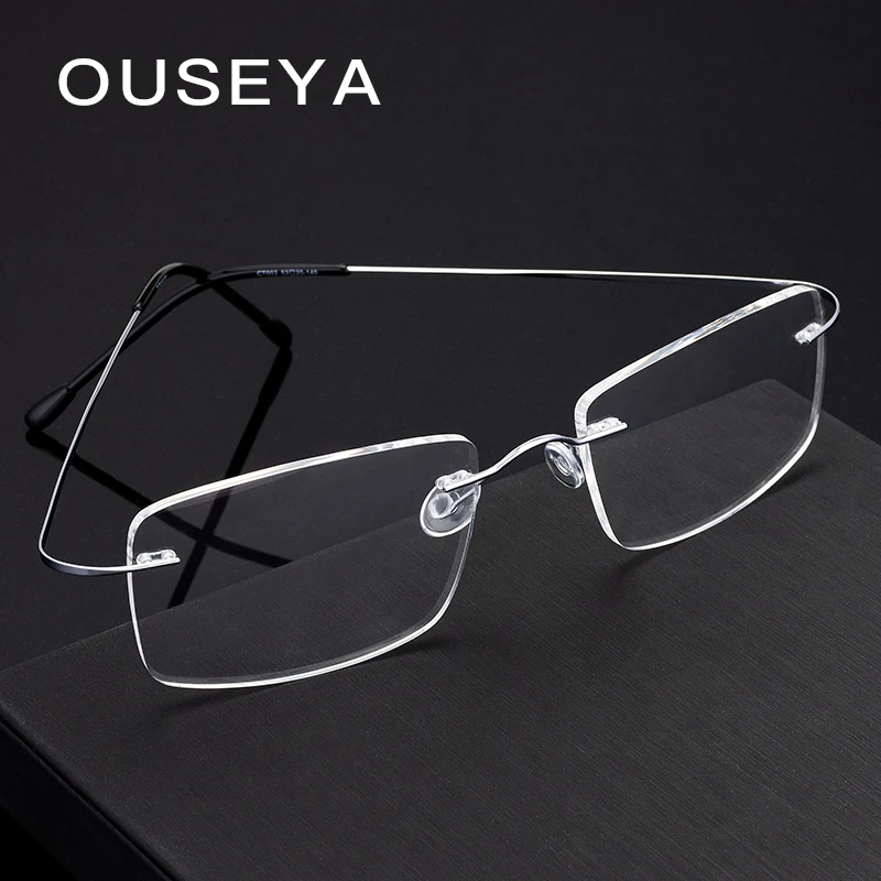 

Titanium Men's Rimless Glasses Frame Women Transparent Eyeglasses Optical Myopia Business Clear Spectacle Frame Fashion #CT001-1