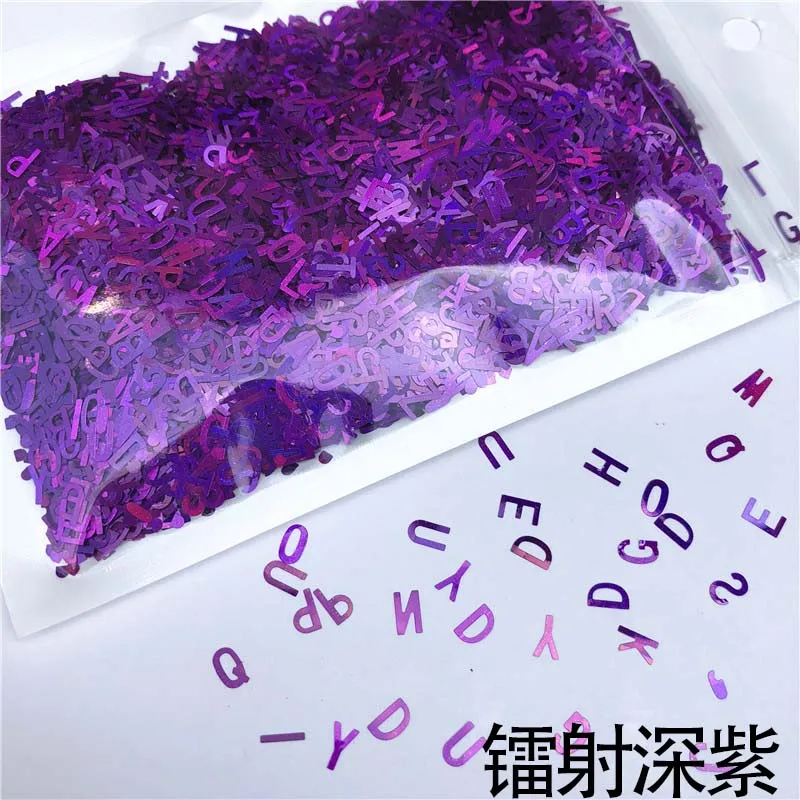 Purple 10 г/упак. Алфавит блестки практичные для украшения для одежды ушное кольцо DIY ручной работы ПЭТ блестками ломтики Декор Аксессуары - Цвет: Purple