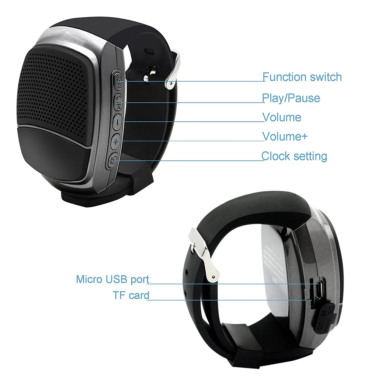 B90 Беспроводной bluetooth динамик в часах Портативный запястье браслет MP3