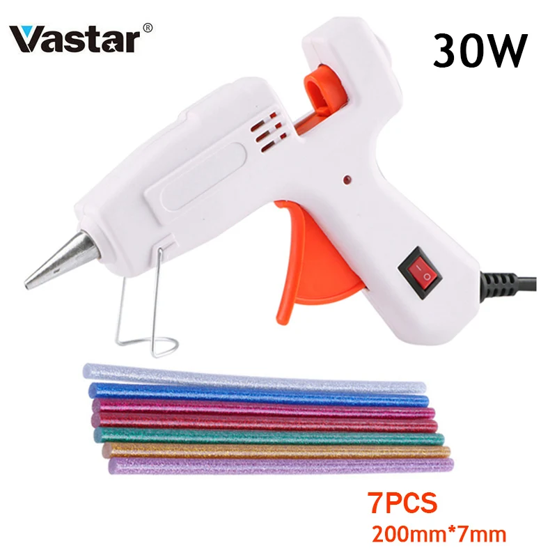 30W 7pcs glue stick Vastar 20 Вт 30 Вт 80 Вт 105 Вт термоплавкий клеевой пистолет промышленные мини-пистолеты термо Электрический термотемпературный инструмент - Цвет: 30W 7pcs glue stick