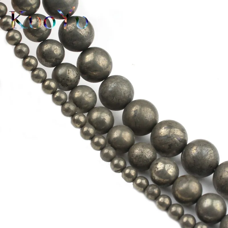 Бусины из натурального камня железа пирита круглые бусины россыпью для
