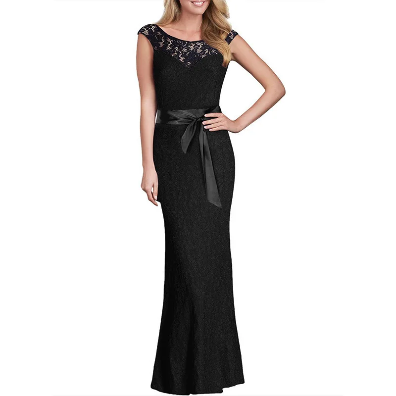 Женское вечернее платье без рукавов с глубоким v образным вырезом сзади и поясом