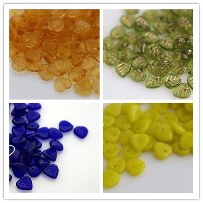 

"Heart Leaf " 9MM 80Pcs/Pack Mixed 4 Colors Glaze Czech Glass Crystal Bead Jewelry Loose Beads